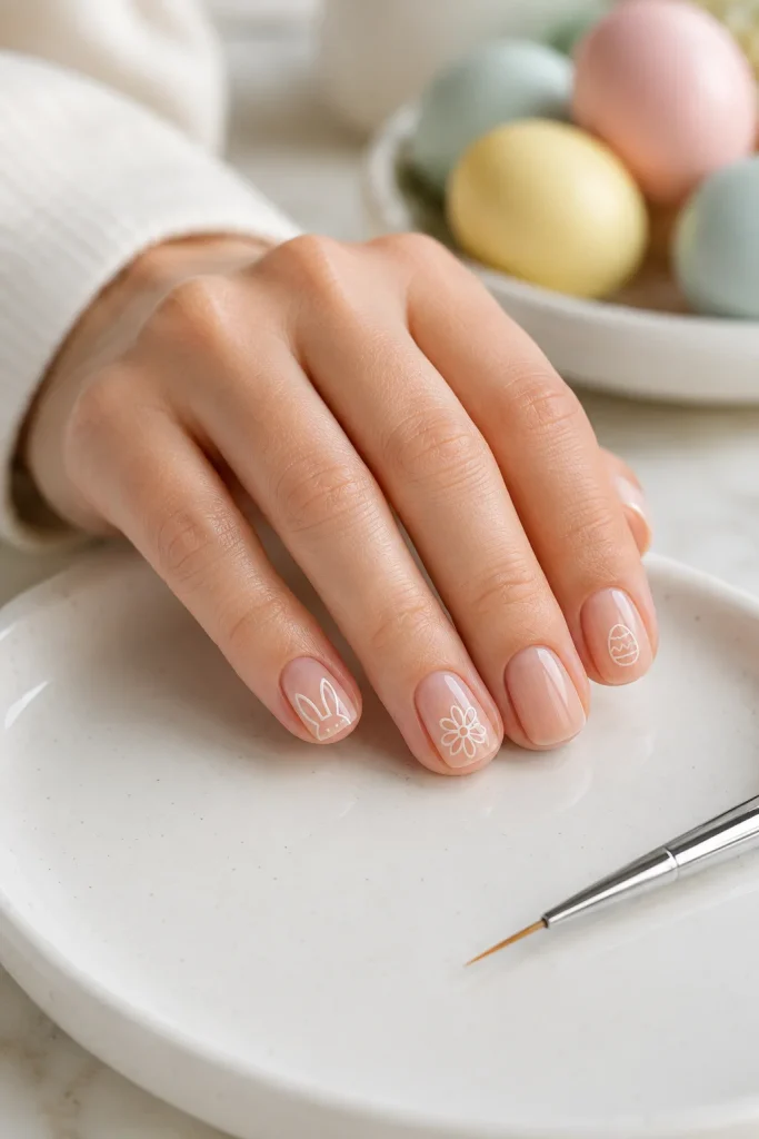 29 Pastel Easter Nail Ideas That Look Sweet, Soft, and So Pretty 33 Minimal Easter Line Art Nails
