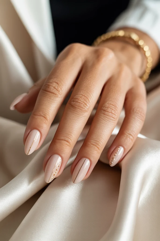 32 January Nail Ideas to Slay Your New Year Resolutions 28 Minimal Gold Line Nails