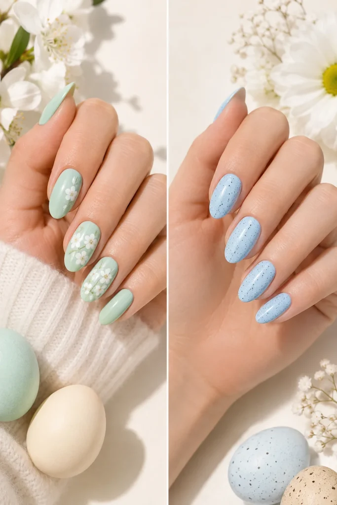 29 Pastel Easter Nail Ideas That Look Sweet, Soft, and So Pretty 36 Mint Green and Baby Blue