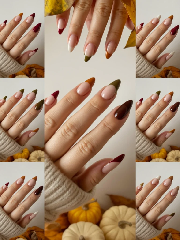 26 Fall French Tip Nail Ideas That Feel Fresh and Modern 20 Mixed Fall Color French Tips