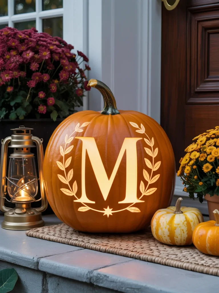 34 Pumpkin Carving Ideas for the Best Halloween Porch on the Block 36 Monogram Pumpkin