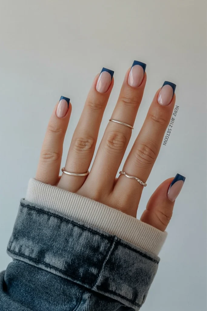 Navy Blue French Tips