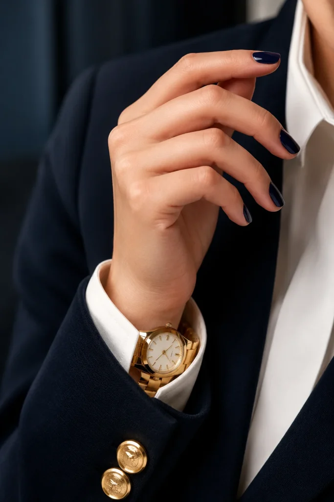 32 Old Money Nails for Winter That Look Timeless and Expensive 20 Navy Blue Gloss
