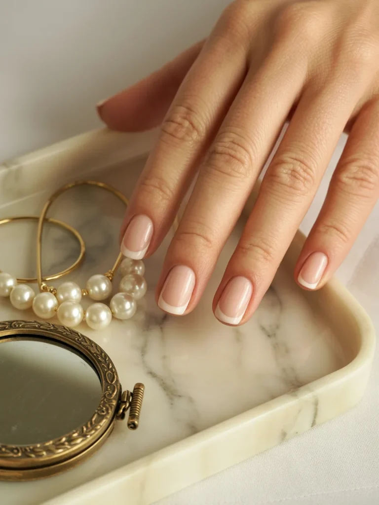 29 Old Money Nail Ideas for Summer That Look Effortlessly Expensive 25 Nude Base with White Half Moon Detail