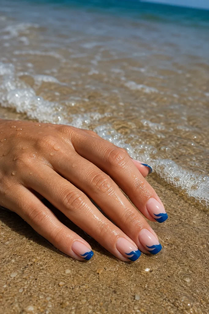 31 August Nail Ideas to Close Out Summer in Total Style 21 Ocean Blue Wave Tips