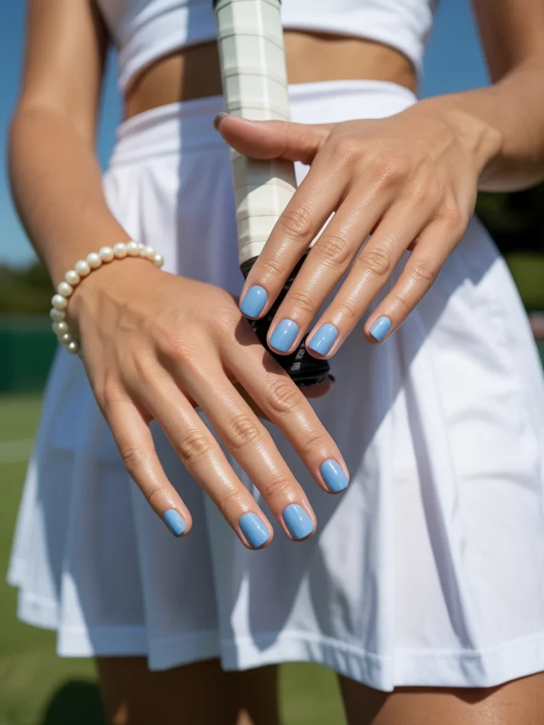 29 Old Money Nail Ideas for Summer That Look Effortlessly Expensive 15 Pale Blue Tennis Club Nails