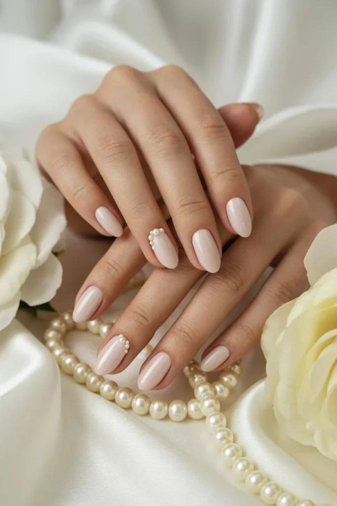 31 Neutral Nail Ideas That Look Chic, Timeless, and Never Boring 28 Pearl Accent Neutral Nails