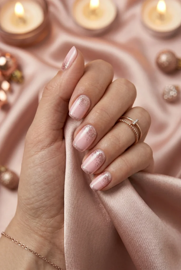 Pink Champagne Sparkle Nails