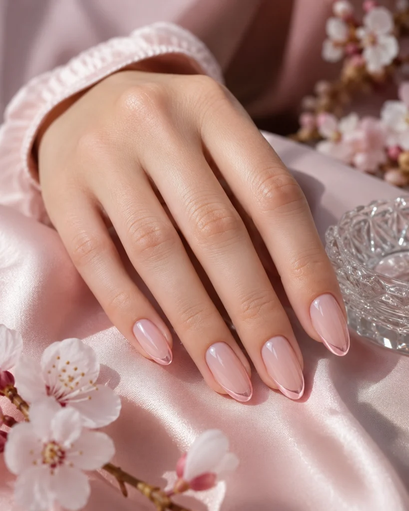 Pink Chrome French Tips