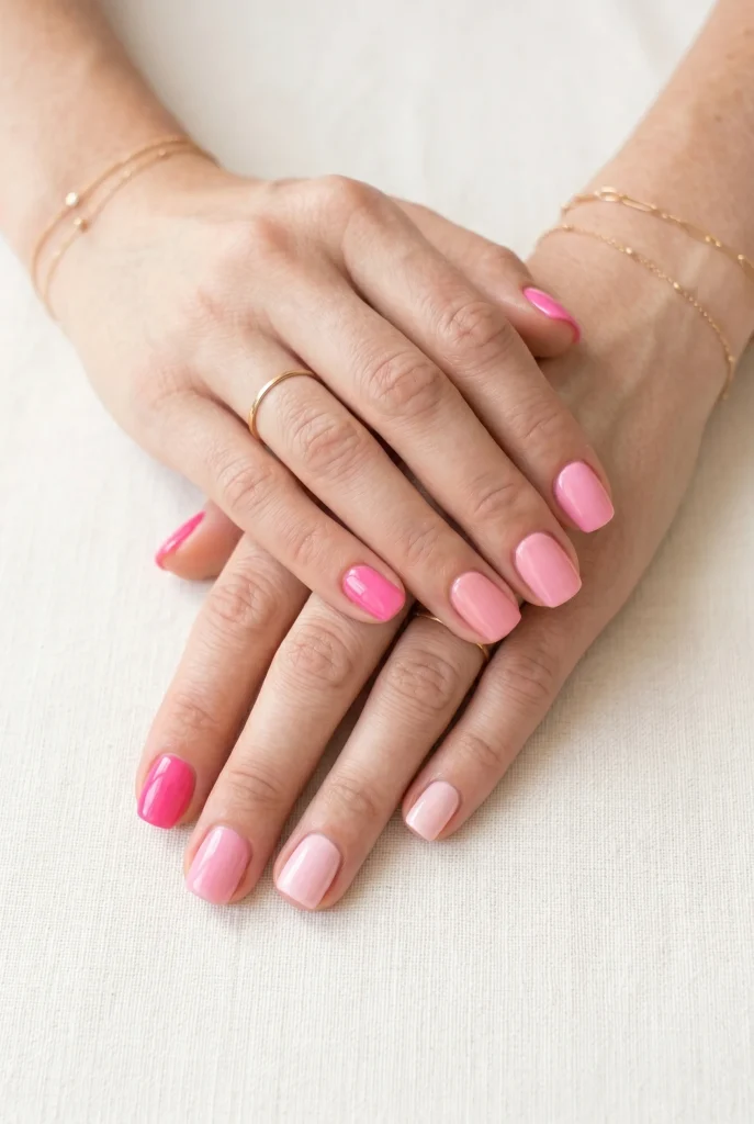 Pink Skittle Nails