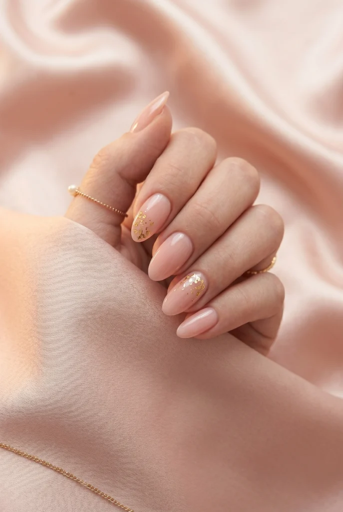 Pink and Gold Foil Nails
