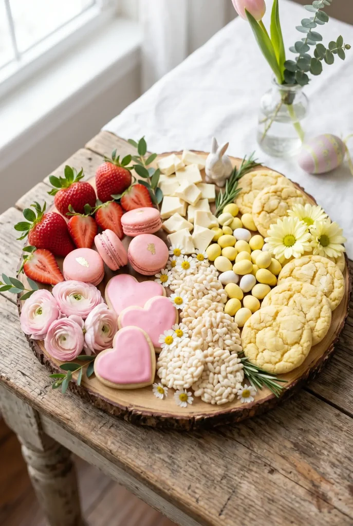 28 Easter Charcuterie Board Ideas That Are Almost Too Pretty to Eat 24 Pink and Yellow Pastel Board
