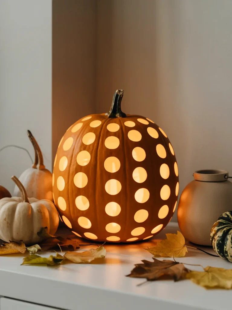 34 Pumpkin Carving Ideas for the Best Halloween Porch on the Block 9 Polka Dot Glow Pumpkin