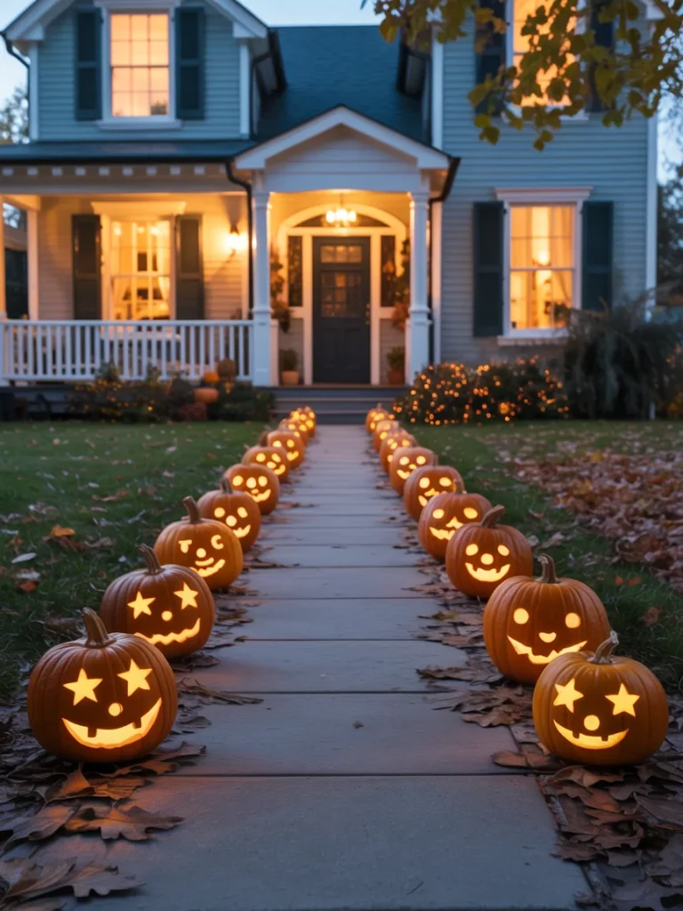 34 Pumpkin Carving Ideas for the Best Halloween Porch on the Block 40 Pumpkin Lantern Pathway