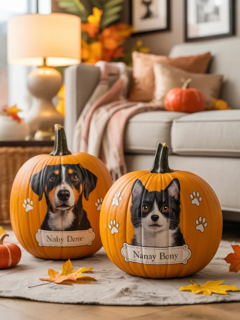 28 Pumpkin Painting Ideas That Look Creative, Cute, and Easy to Copy 24 Pumpkin Portrait With Your Pet