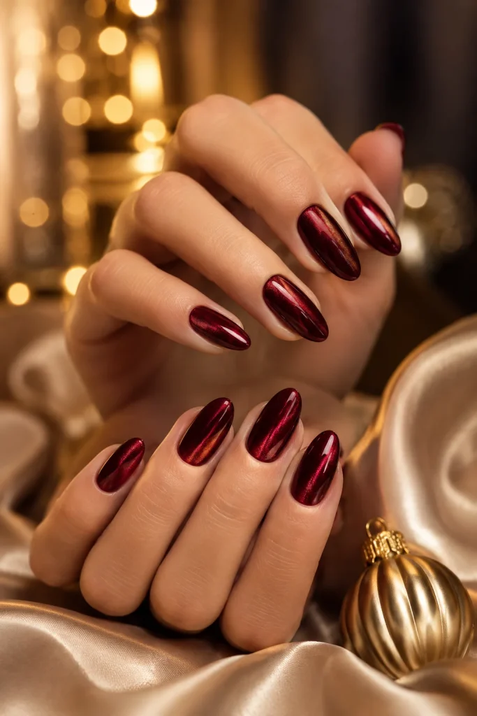 Red Velvet Chrome Nails
