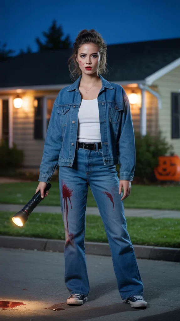 35 Cute and Creepy Halloween Costumes for a Spooky-Chic Night 13 Retro Slasher Final Girl Costume