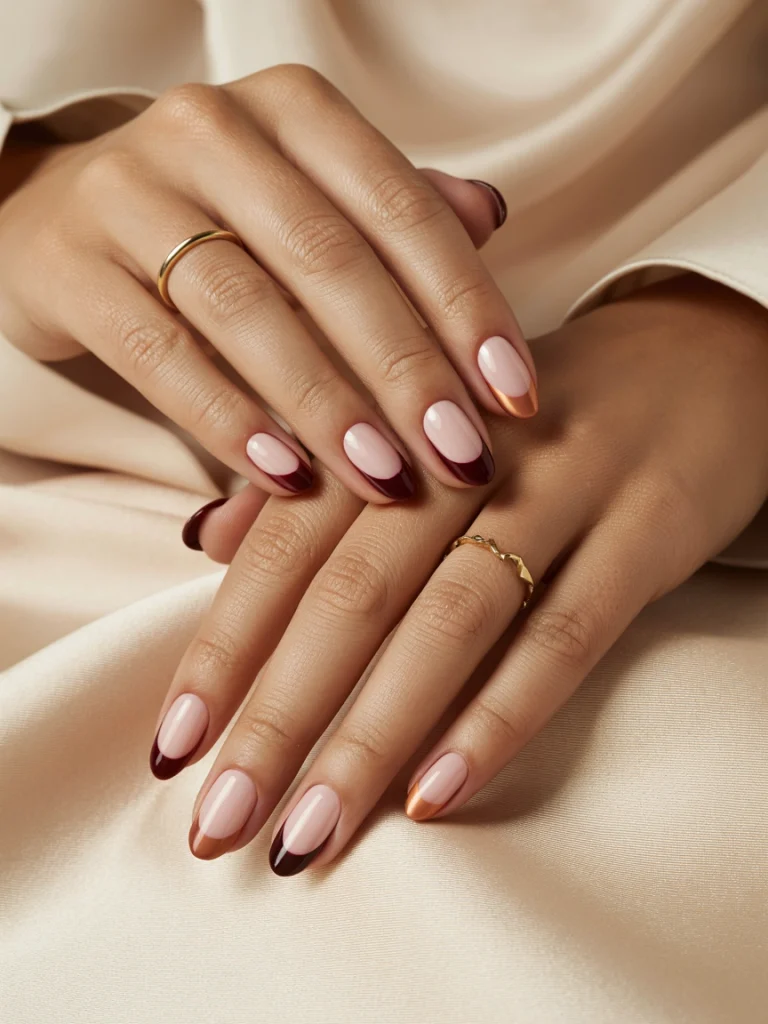 26 Fall French Tip Nail Ideas That Feel Fresh and Modern 21 Reverse Fall French Tips