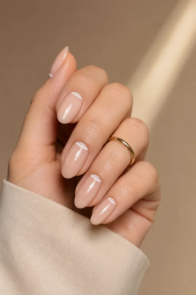 Reverse French Almond Nails
