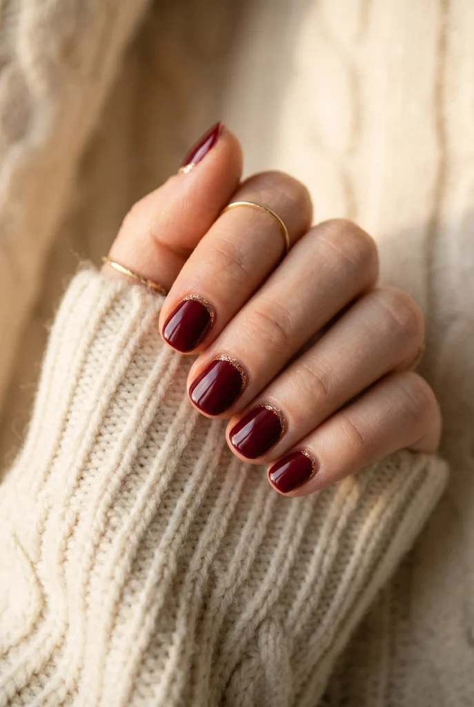Reverse French Glitter Nails