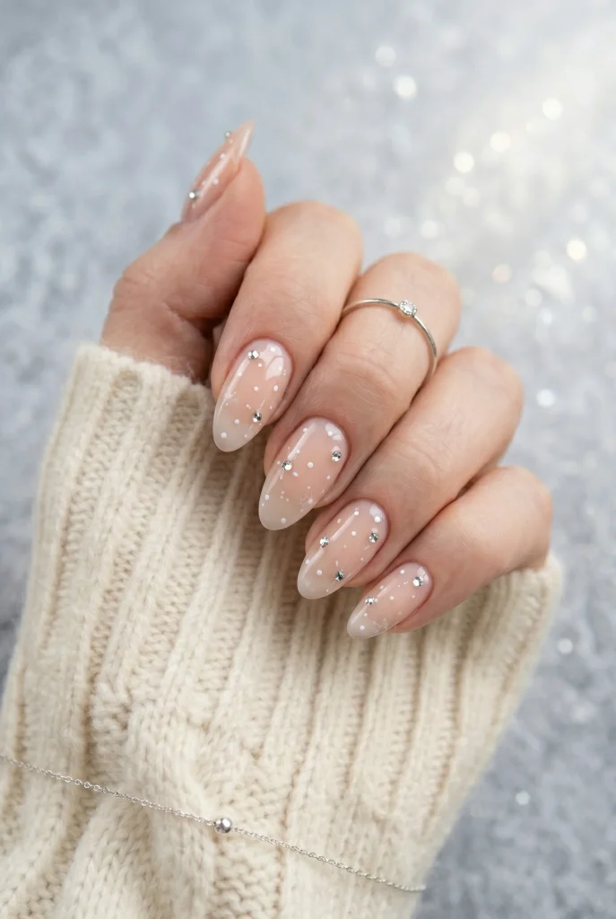Rhinestone Snow Nails clean