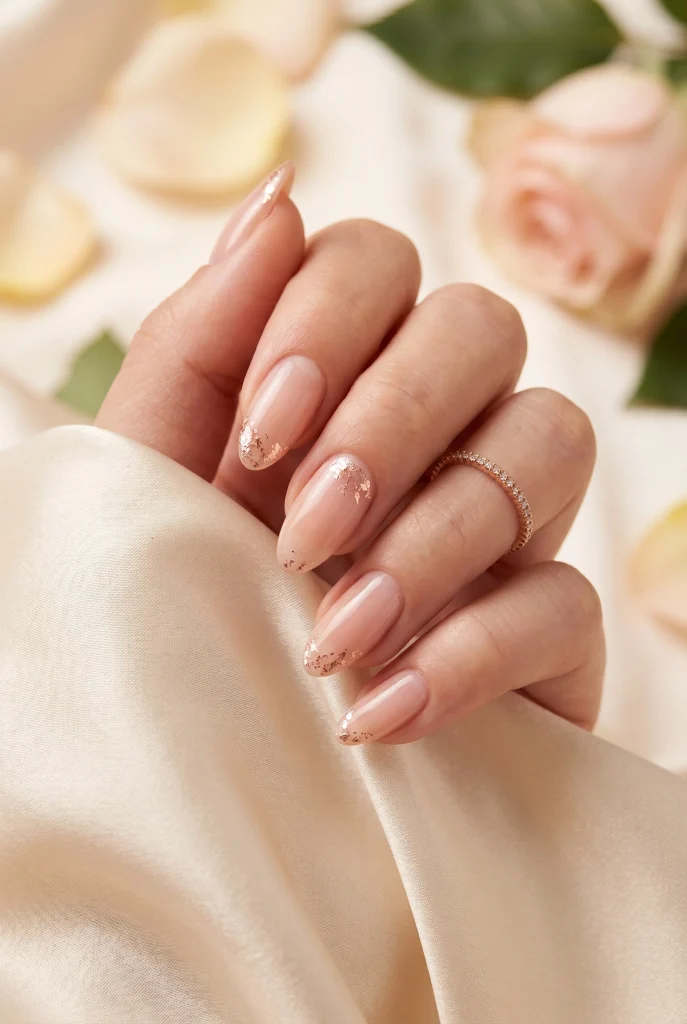 29 Classy Spring Nails That Look Polished, Pretty, and Expensive 15 Rose Gold Foil Nails