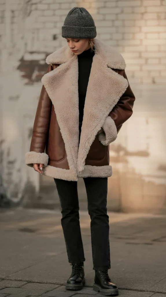 27 Winter Fashion Trends That Make Every Outfit Look Instantly Chic 19 Shearling Collars