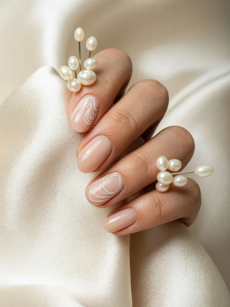 29 Old Money Nail Ideas for Summer That Look Effortlessly Expensive 31 Sheer Nude with White Line Art