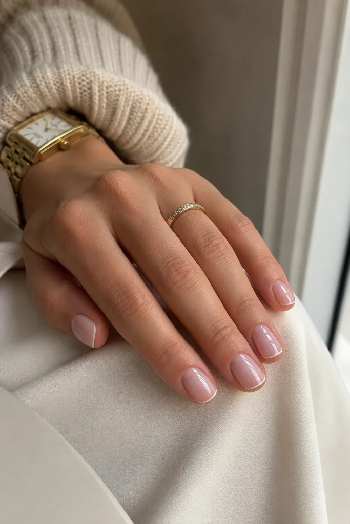Sheer Pink Micro French Nails