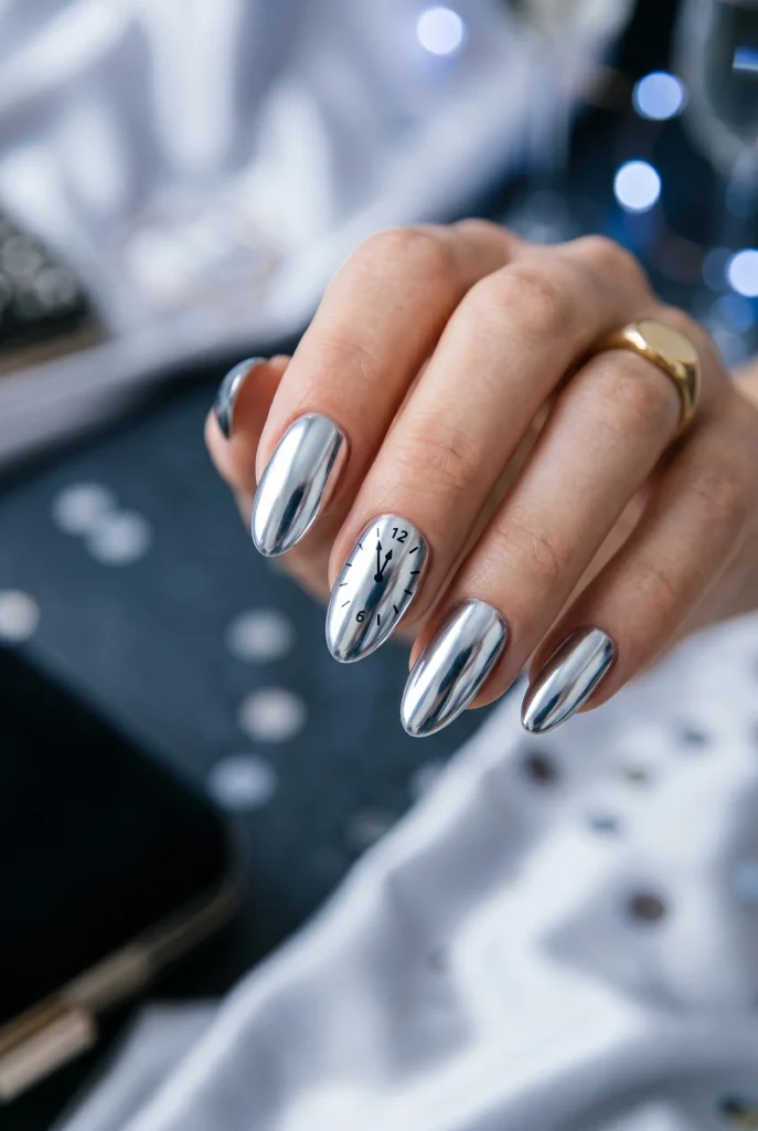 Silver Chrome Countdown Nails