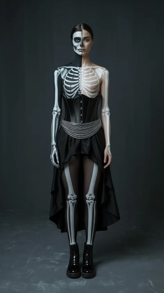 35 Cute and Creepy Halloween Costumes for a Spooky-Chic Night 19 Skeleton Corset Look