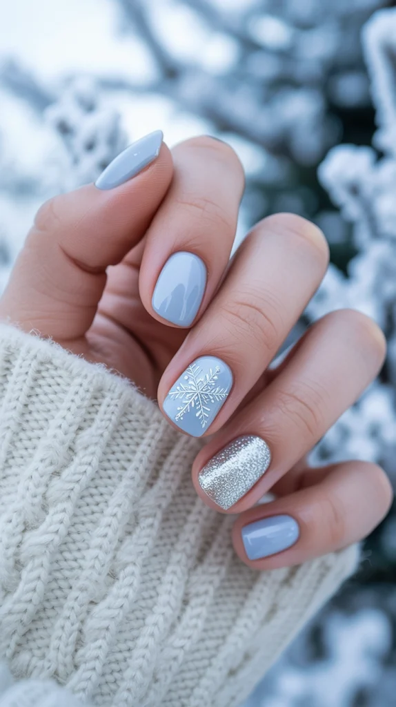 Snowflake Accent Nails 1