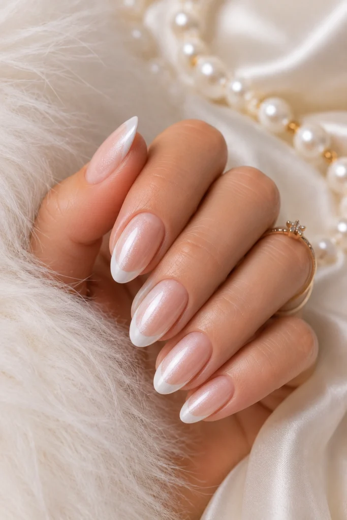 Snowy Pearl French Nails