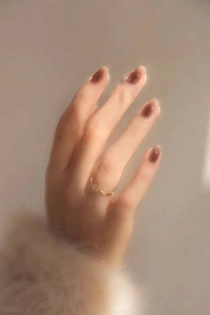 Soft Brown Aura Nails 1