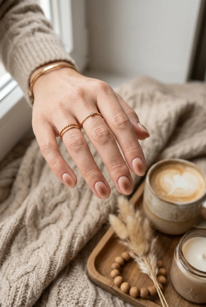 Soft Brown Aura Nails