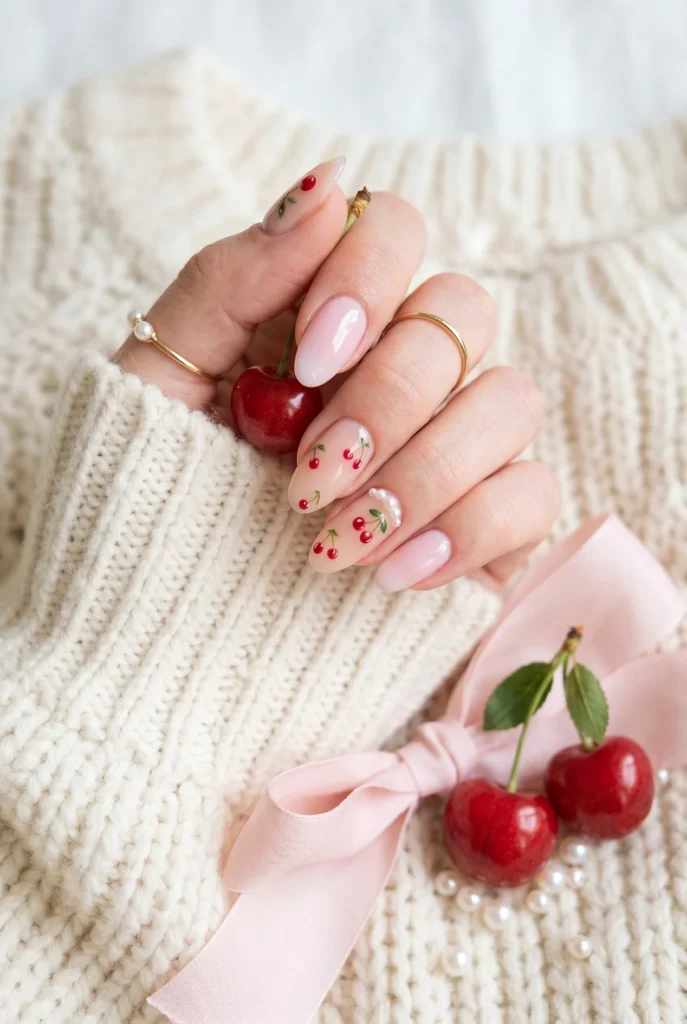 28 Trendy Red Cherry Nail Ideas That Look Playful and Chic 33 Soft Colors for Cute Cherry Nails