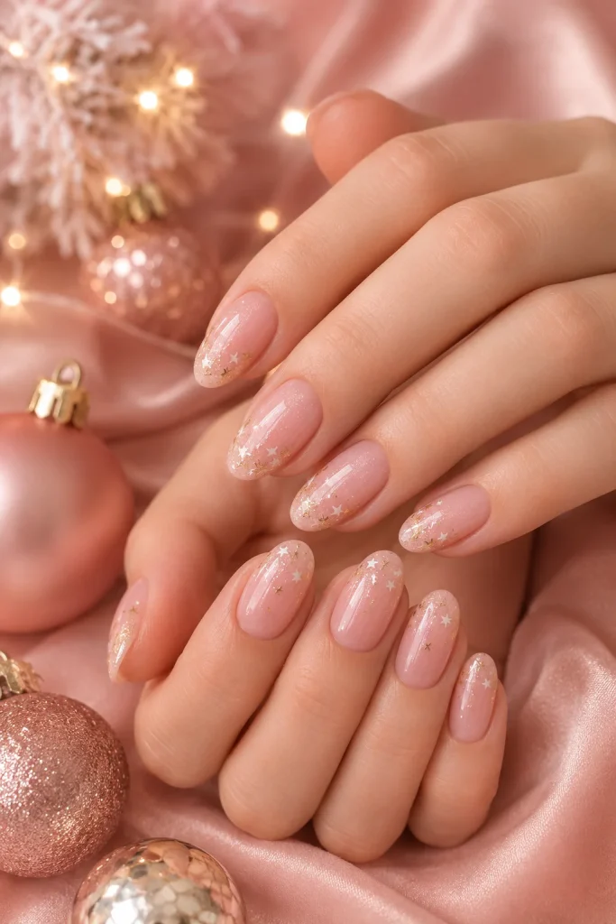 Soft Pink Nails with Tiny Stars