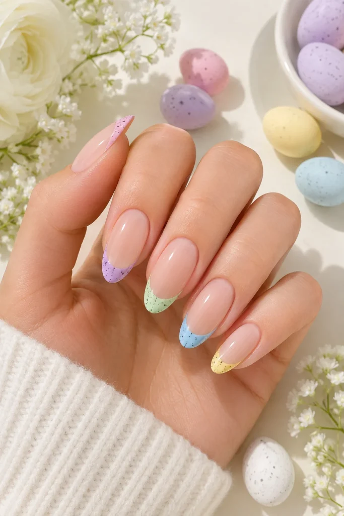29 Pastel Easter Nail Ideas That Look Sweet, Soft, and So Pretty 26 Speckled French Tip Nails