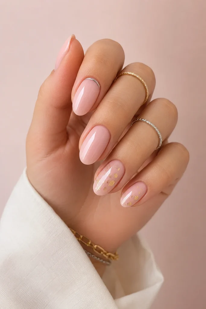 Subtle Metal Accent Nails