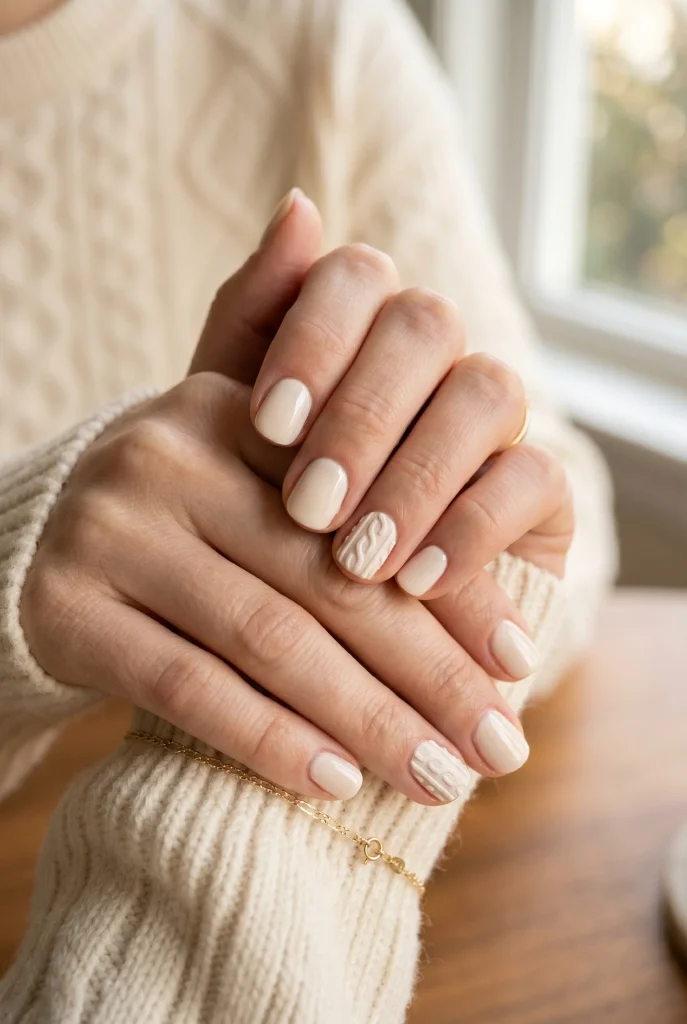 Sweater Texture Accent Nails