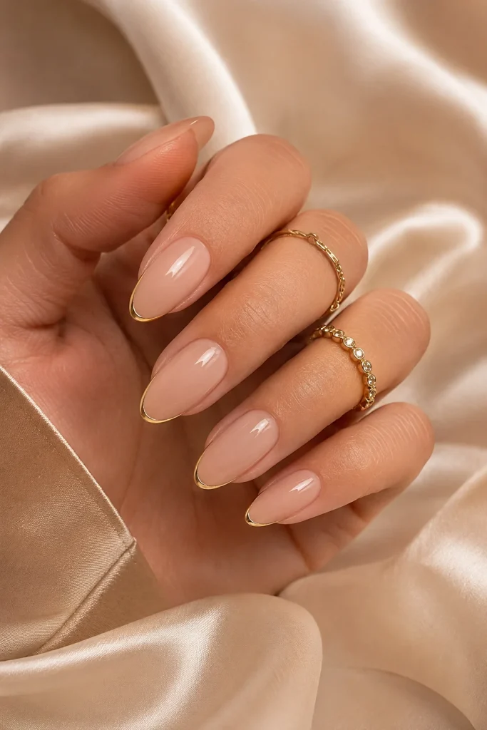 Thin Gold Line French Nails