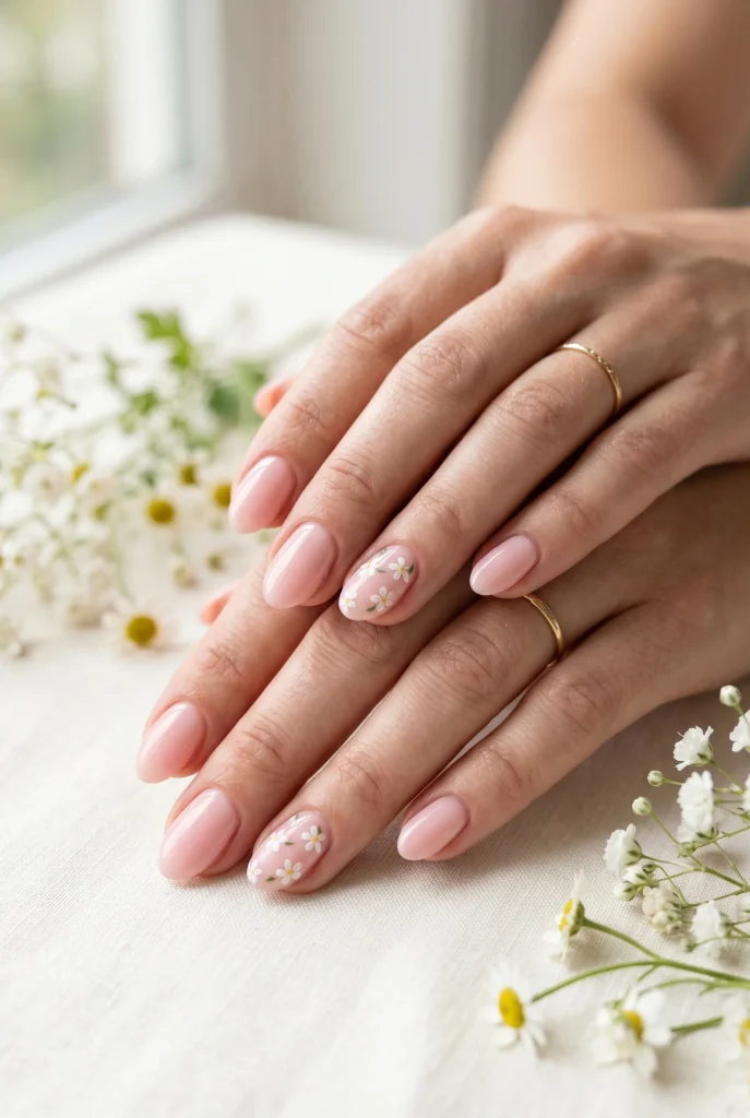 Tiny Floral Pink Nails