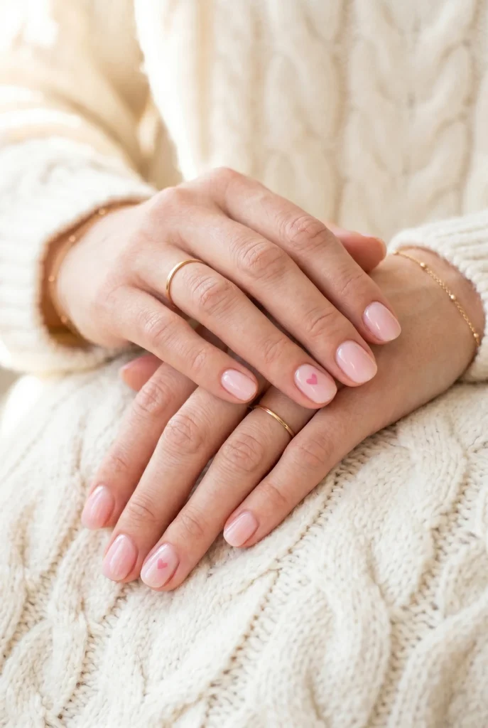 Tiny Pink Heart Nails
