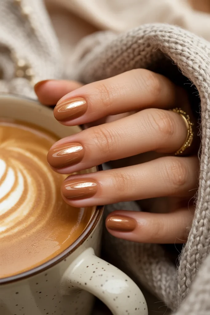 29 November Nail Ideas for the Coziest Fall Manicure 8 Toasted Caramel Glaze