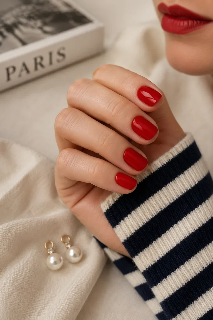 True Red Rounded Nails