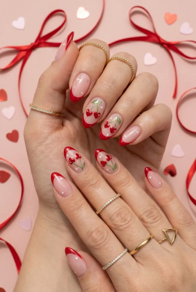 28 Trendy Red Cherry Nail Ideas That Look Playful and Chic 23 Valentine Red Cherry Nails