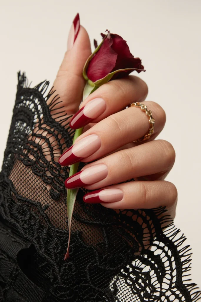 31 October Nail Ideas for Cozy, Spooky, and Classy Fall Vibes 15 Vampire French Manicure