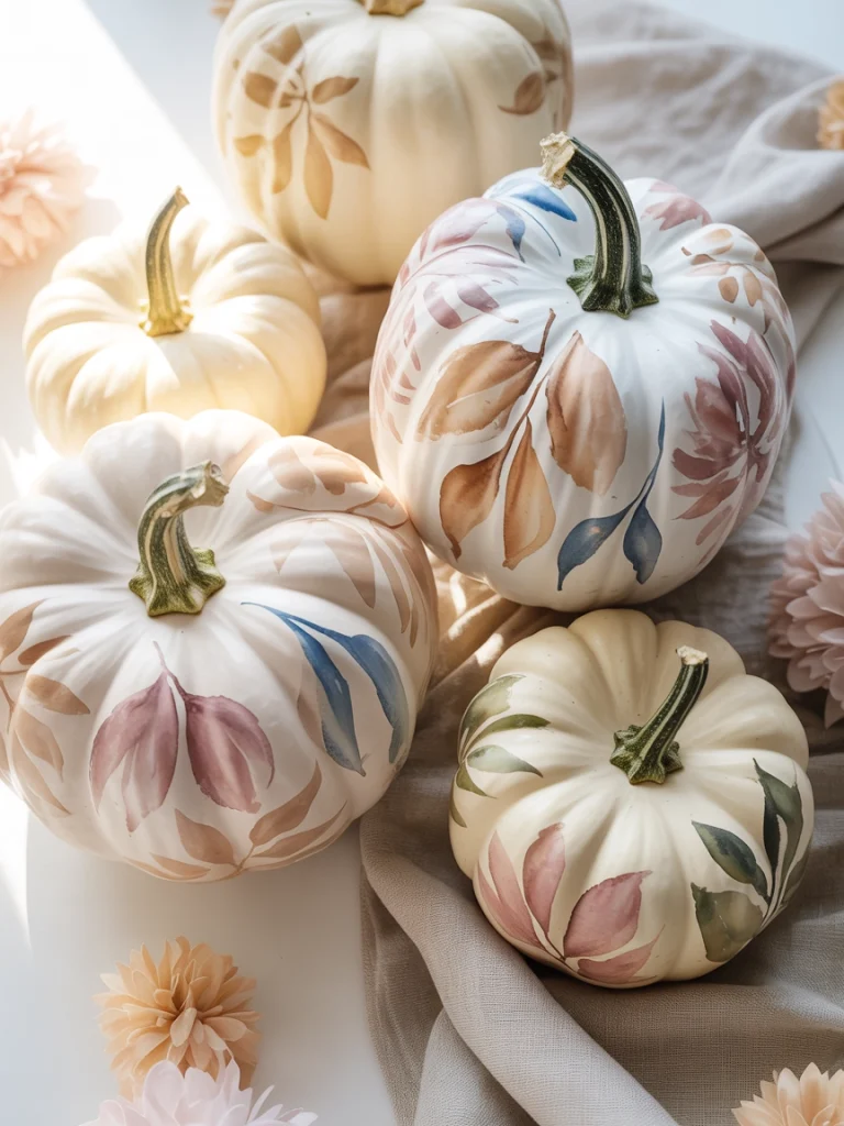 28 Pumpkin Painting Ideas That Look Creative, Cute, and Easy to Copy 35 Watercolor Style Floral Pumpkin