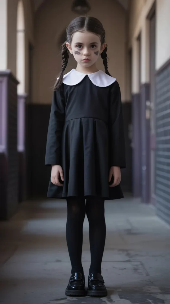 35 Cute and Creepy Halloween Costumes for a Spooky-Chic Night 11 Wednesday Inspired Schoolgirl Costume