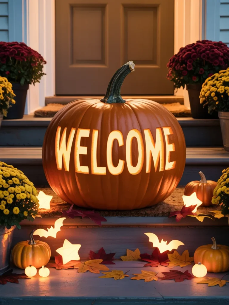 34 Pumpkin Carving Ideas for the Best Halloween Porch on the Block 43 Welcome Message Pumpkin